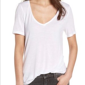 BP raw edge v-neck tee in green jasper